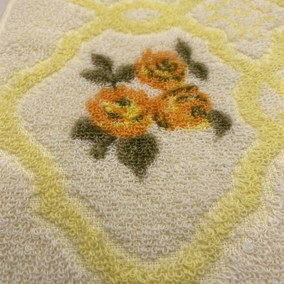 Lady Galt Hand Towel Orange Yellow Floral Fringe Made In Canada Cotton Vintage - Picture 2 of 9